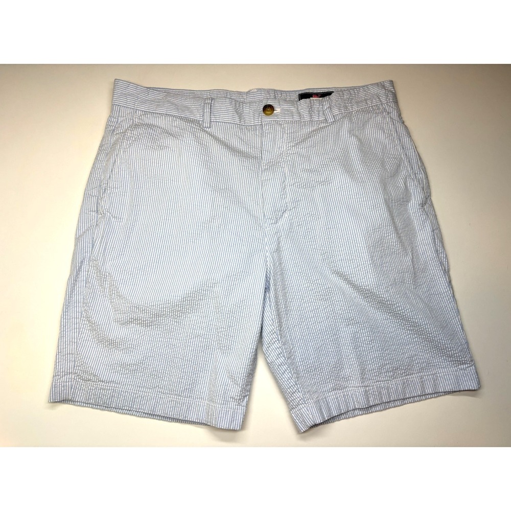 Vineyard Vines Shorts Mens 36 Blue Striped Seersucker Breaker Short Preppy